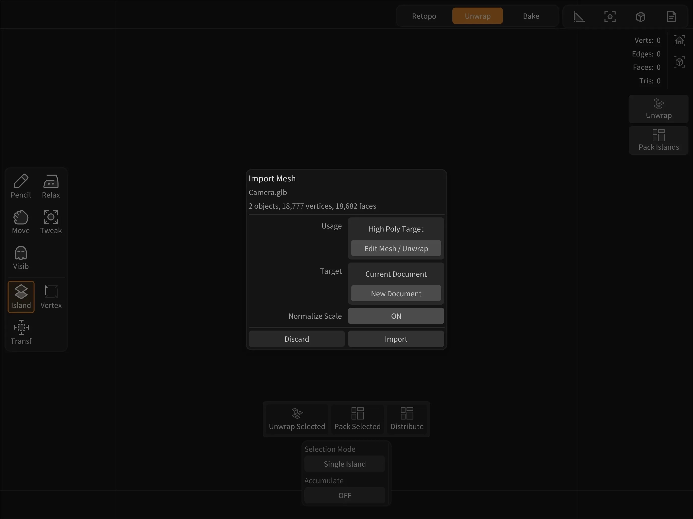 Dedicated Unwrapping Workflow