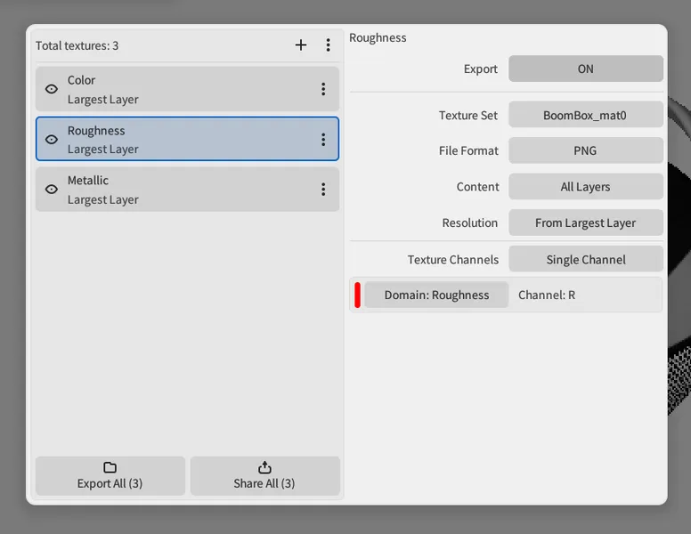 Export configuration
